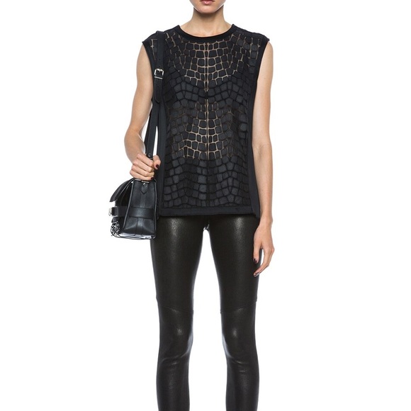 Helmut Lang Tops - Helmut Lang Black Crochet Overlay Sleeveless Top